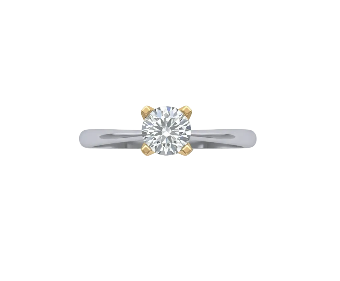 Anillo Solitario Bicolor con Diamante Redondo de 1.03 ct