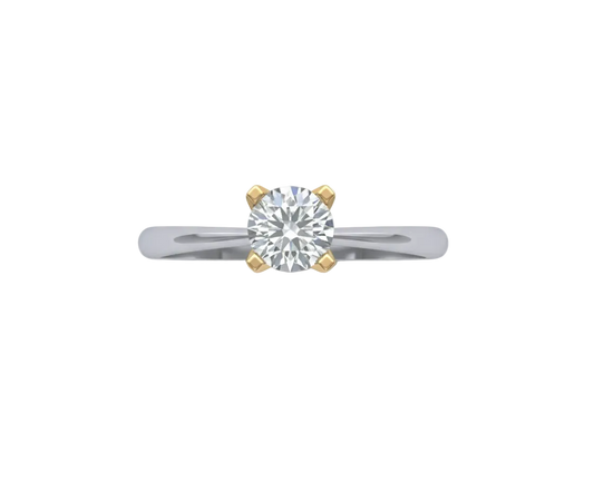 Anillo Solitario Bicolor con Diamante Redondo de 1.03 ct