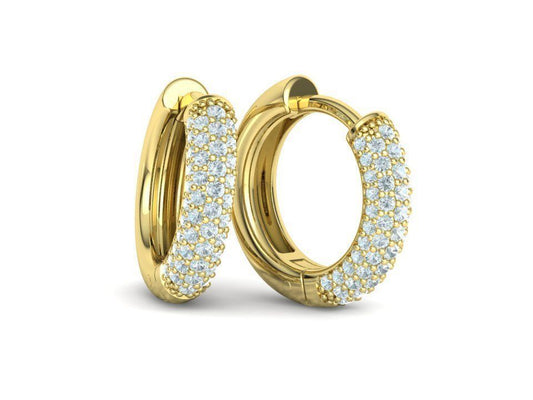 Aretes de Aros Redondos de 15 mm con Brillantes Incrustaciones