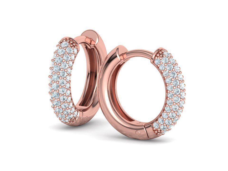 Hermosos Aretes de Aros Redondos de 15 mm con Brillantes Incrustaciones
