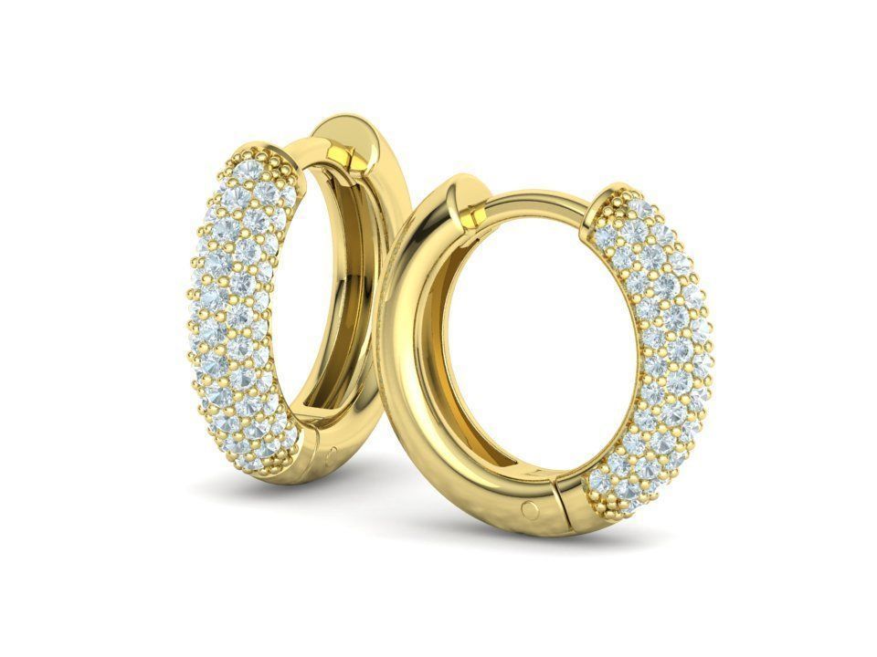 Hermosos Aretes de Aros Redondos de 15 mm con Brillantes Incrustaciones