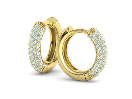 Aretes de Aros Redondos de 15 mm con Brillantes Incrustaciones