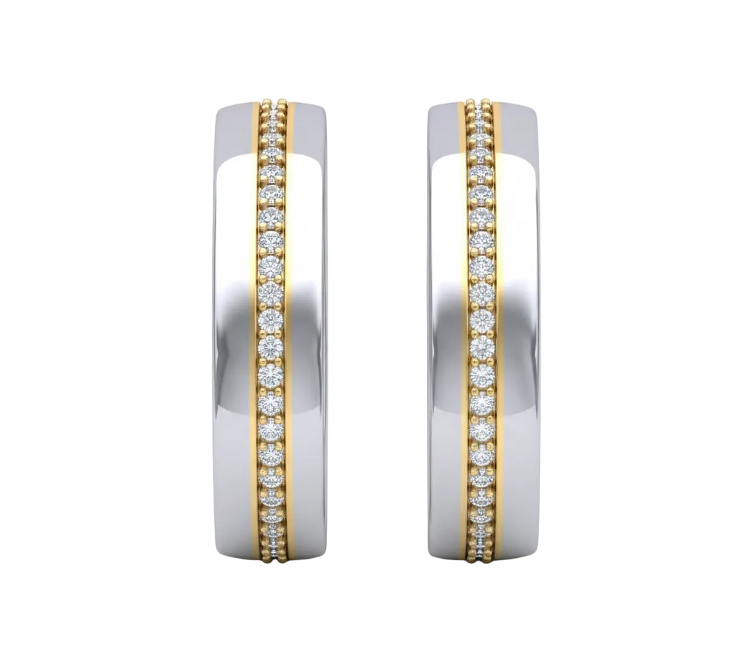 Dúo de Argollas de Matrimonio Bicolor con Diamantes