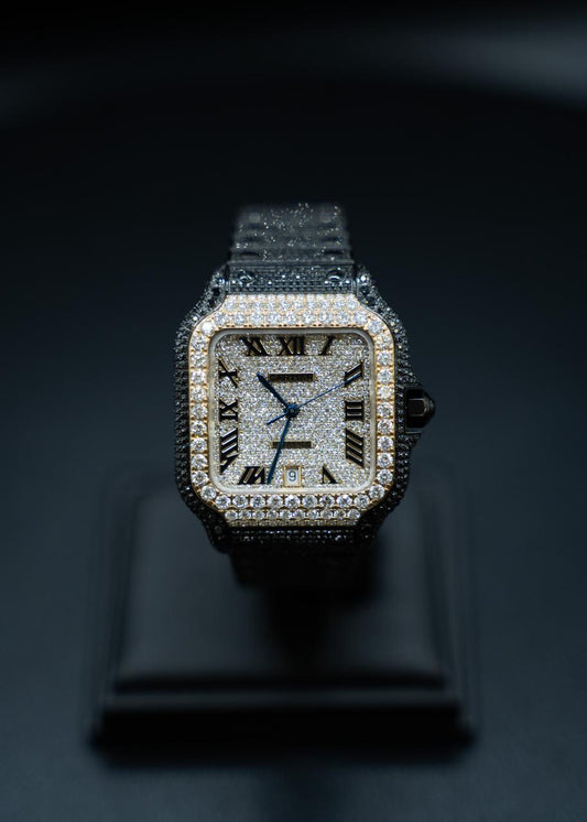 Santos de Cartier Large, Two tone Full ice