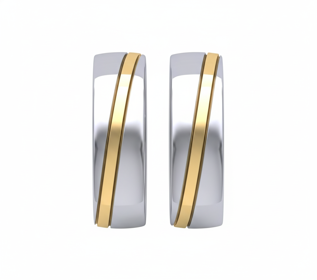 Dúo de Argollas de Matrimonio Bicolor Clásica