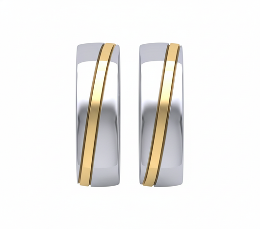 Dúo de Argollas de Matrimonio Bicolor Clásica