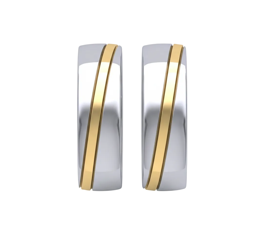 Dúo de Argollas de Matrimonio Bicolor Clásica