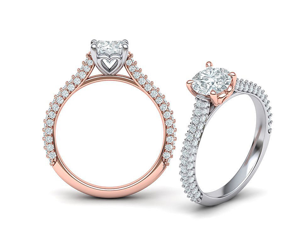 Hermoso Anillo de Compromiso con Montura de 4 Garras y Deslumbrantes Incrustaciones