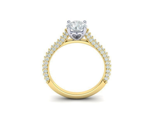 Anillo de Compromiso Oro 14k con Montura de 4 Garras e Incrustaciones
