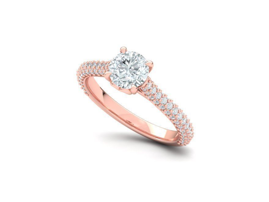 Hermoso Anillo de Compromiso con Montura de 4 Garras y Deslumbrantes Incrustaciones