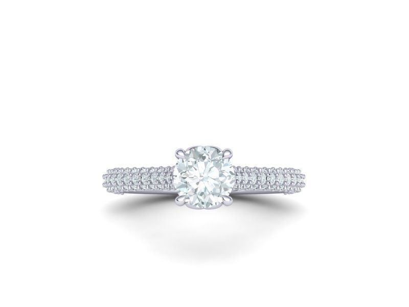 Hermoso Anillo de Compromiso con Montura de 4 Garras y Deslumbrantes Incrustaciones