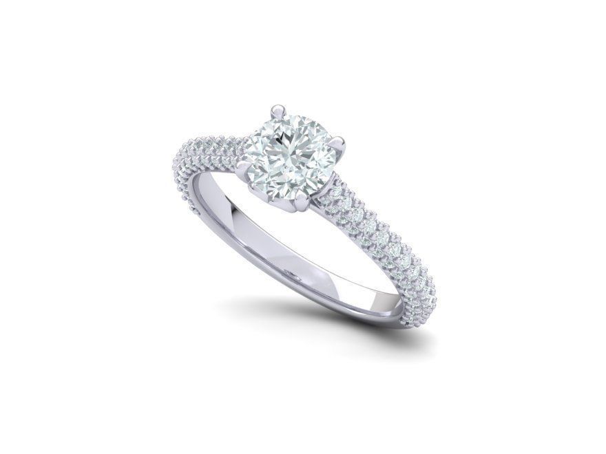 Hermoso Anillo de Compromiso con Montura de 4 Garras y Deslumbrantes Incrustaciones