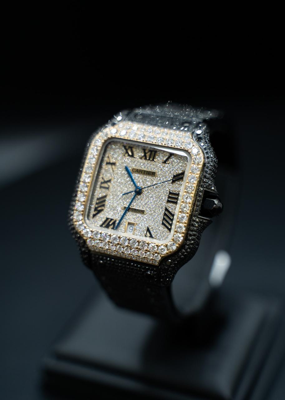 Santos de Cartier Large, Two tone Full ice