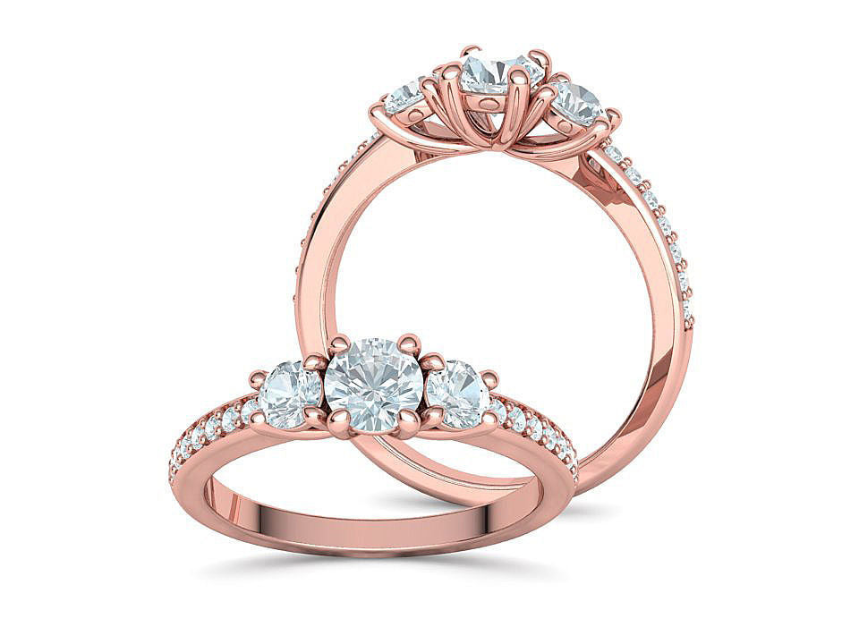 Anillo de Compromiso Trilogía Brillante con Incrustaciones