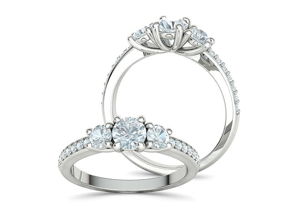 Anillo de Compromiso Trilogía Brillante con Incrustaciones
