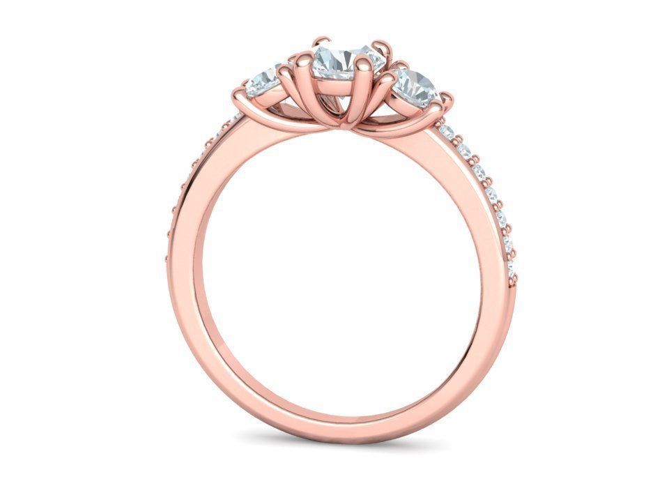 Encantador Anillo de Compromiso Trilogía Brillante con Incrustaciones