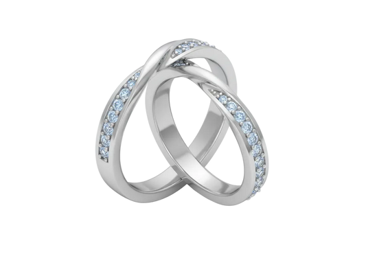 Dúo de Argollas Entrelazadas Pave con Diamantes