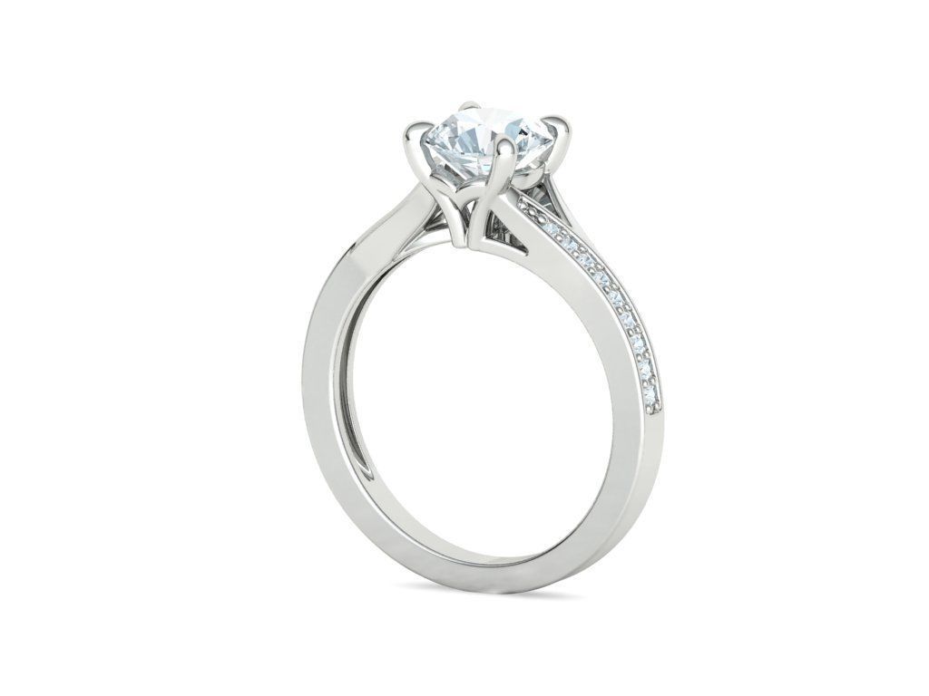 Hermoso Anillo de Compromiso Solitaire con Incrustaciones Destellantes