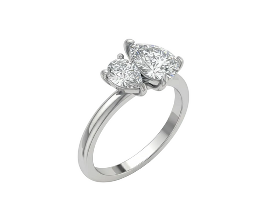 Anillo de Compromiso Toi et Moi con Diamantes Corte Pera