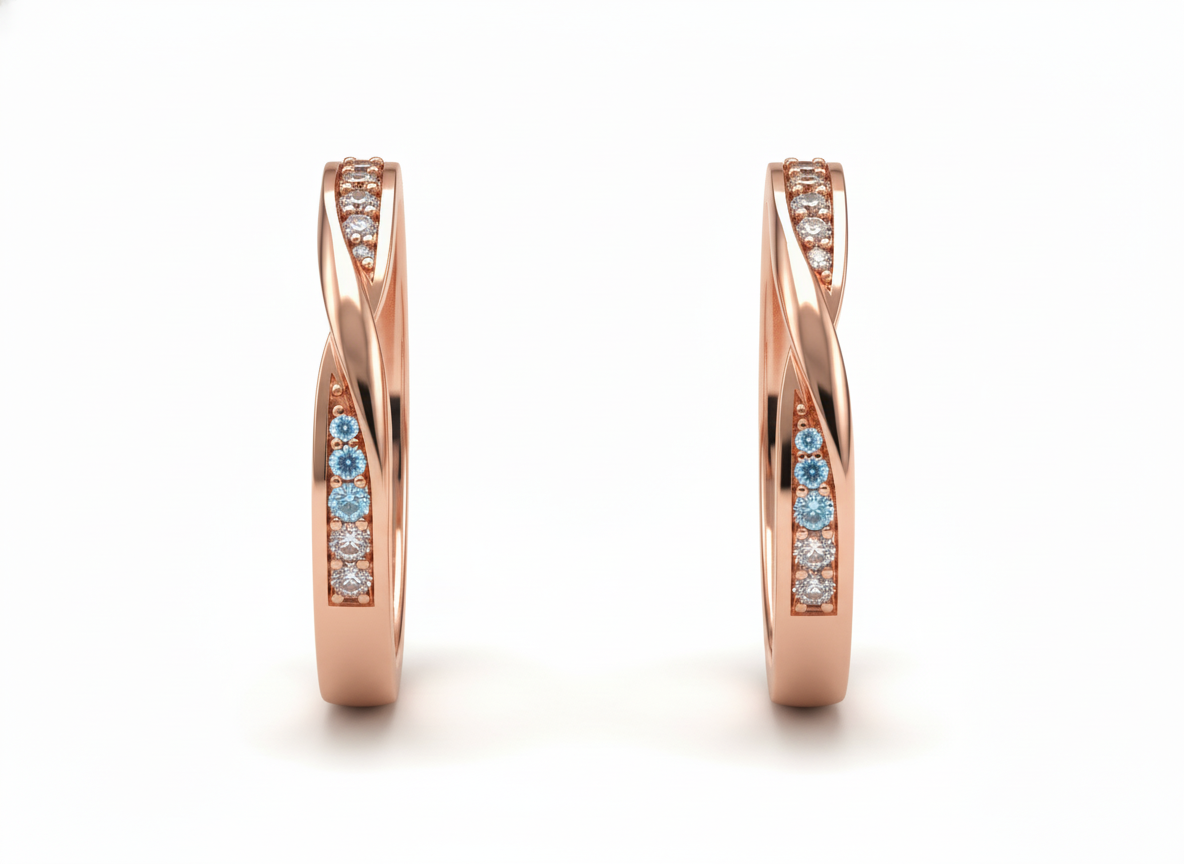 Dúo de Argollas Entrelazadas Pave con Diamantes