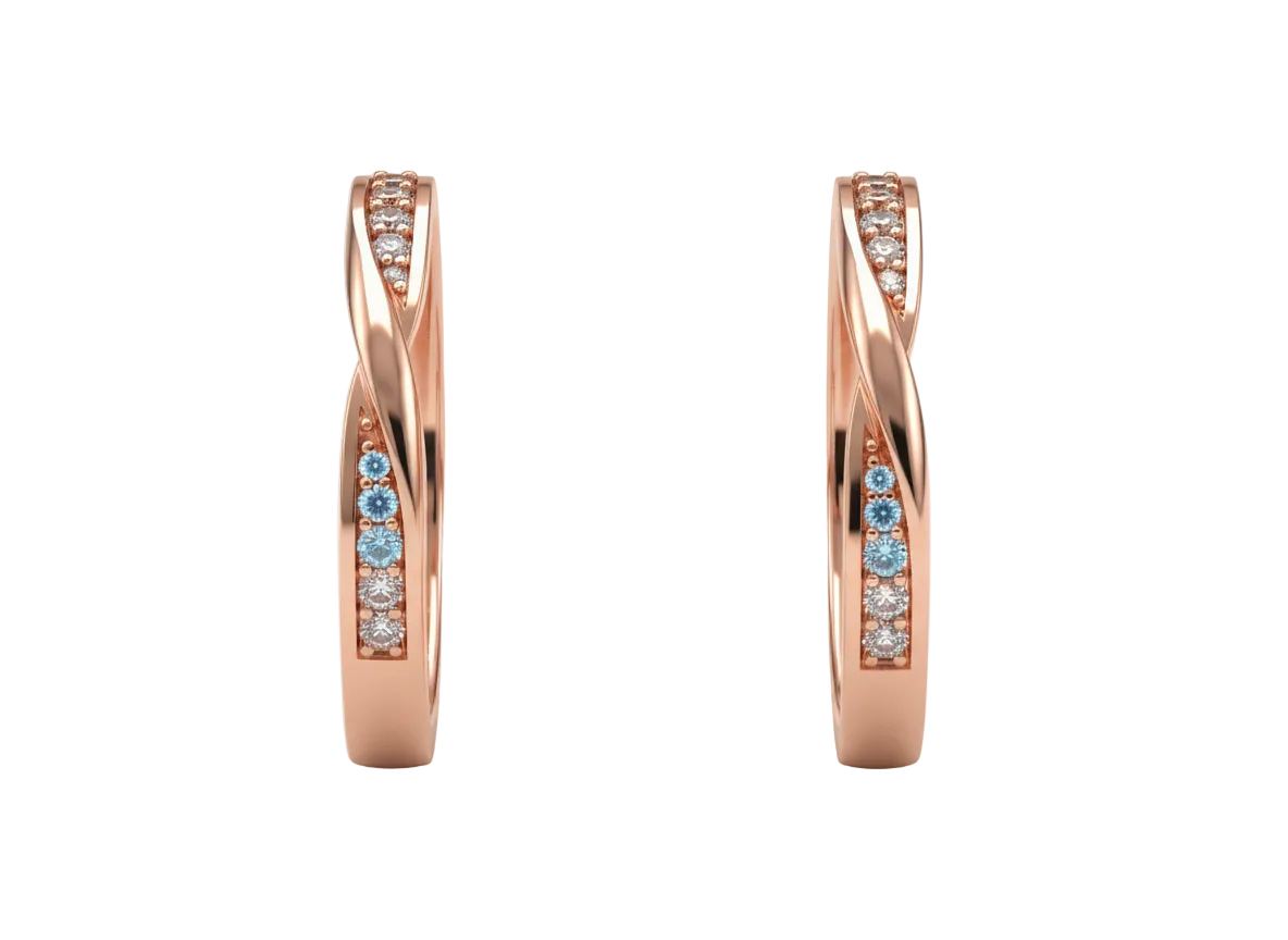 Dúo de Argollas Entrelazadas Pave con Diamantes