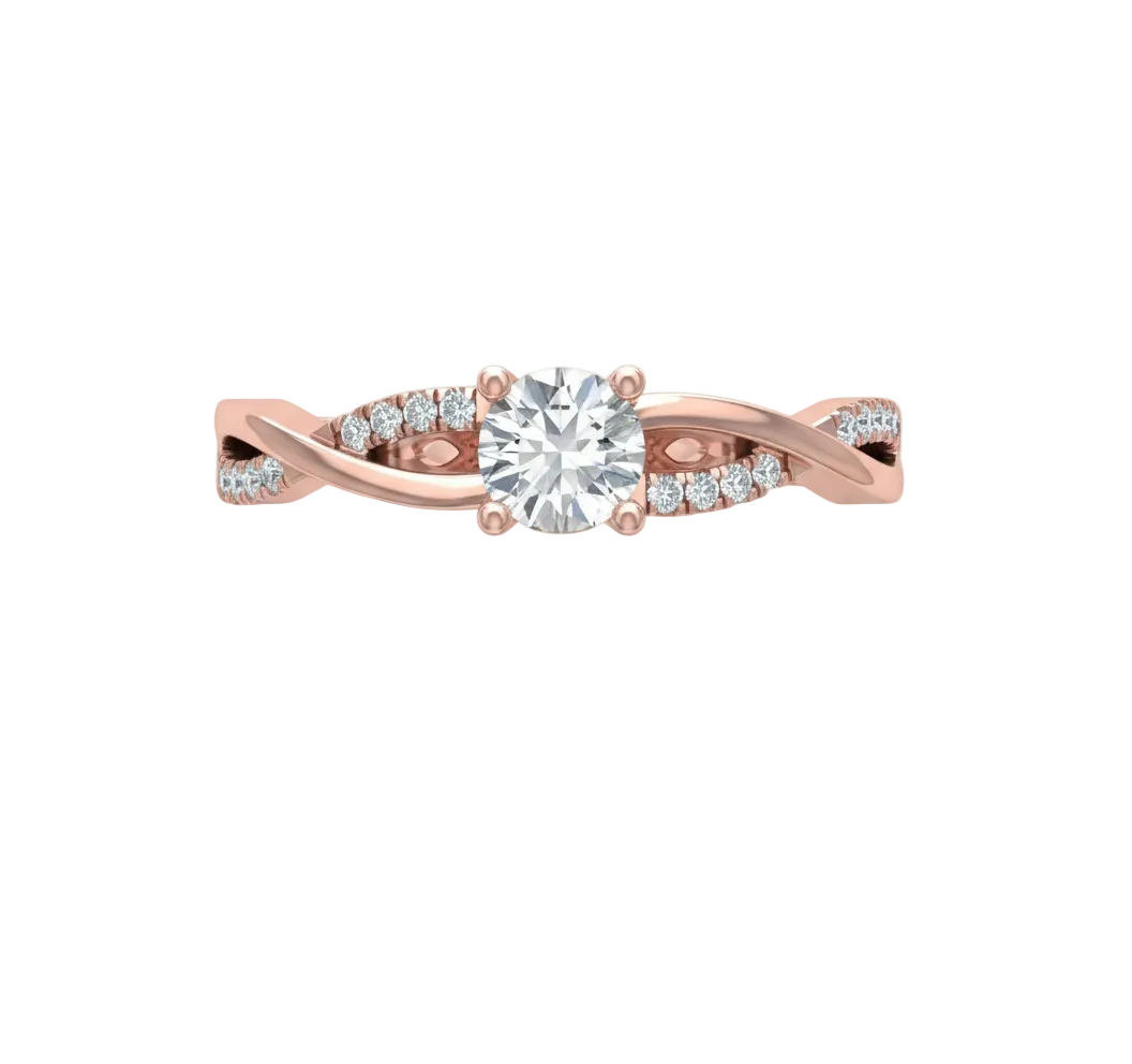 Anillo de Compromiso con Diamante Central y Brazos Entrelazados