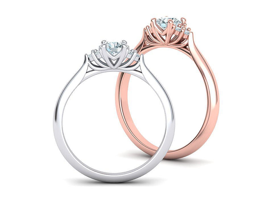 Anillo de Compromiso de Oro 14k con Incrustaciones