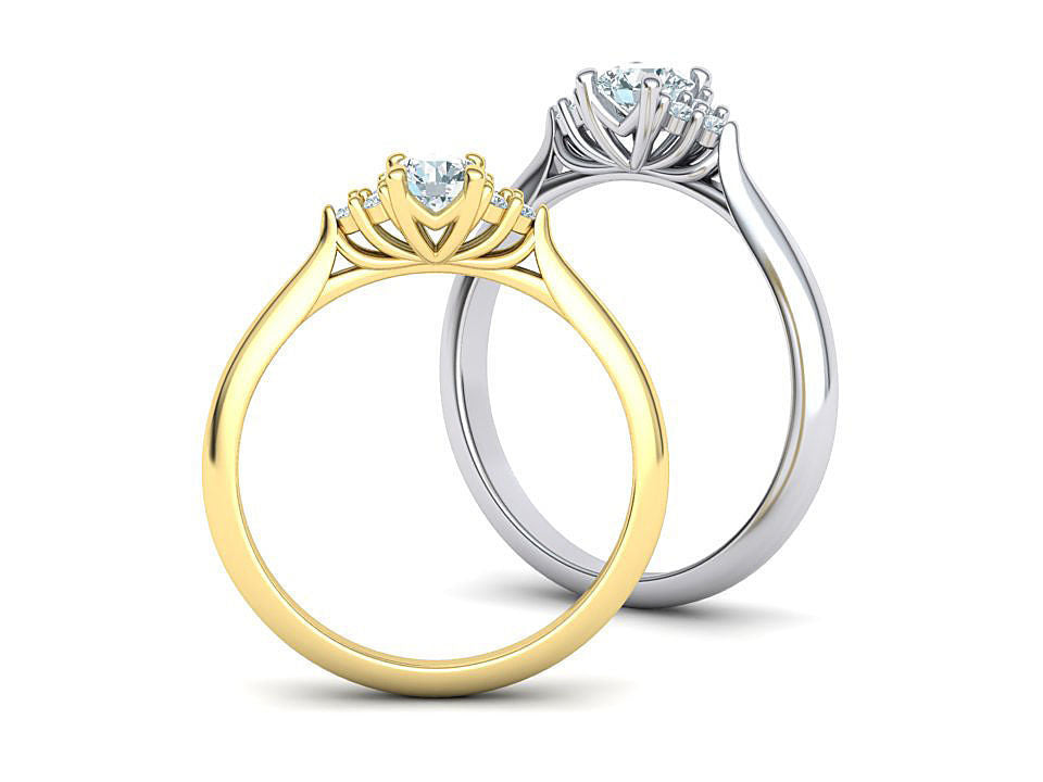 Anillo de Compromiso de Oro 14k con Incrustaciones