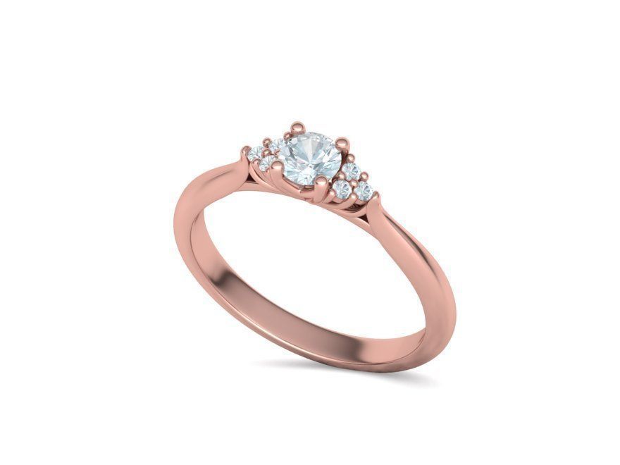 Sublime Anillo de Compromiso de Oro 14k con Deslumbrantes Incrustaciones
