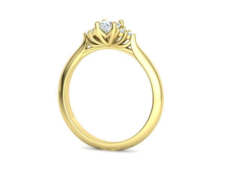 Sublime Anillo de Compromiso de Oro 14k con Deslumbrantes Incrustaciones