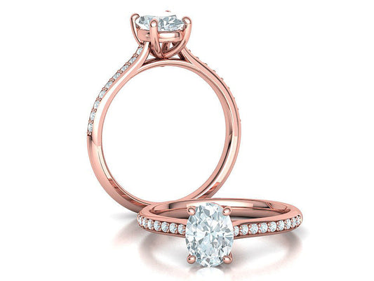 Anillo de Compromiso con Incrustación Ovalado y Halo Oculto