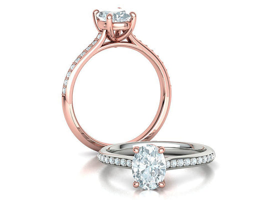 Anillo de Compromiso con Incrustación Ovalado y Halo Oculto