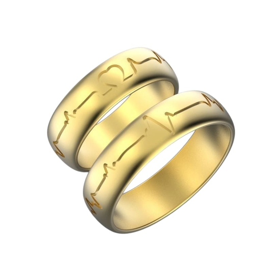 Juego de Argollas Heartbeats de Oro 14k