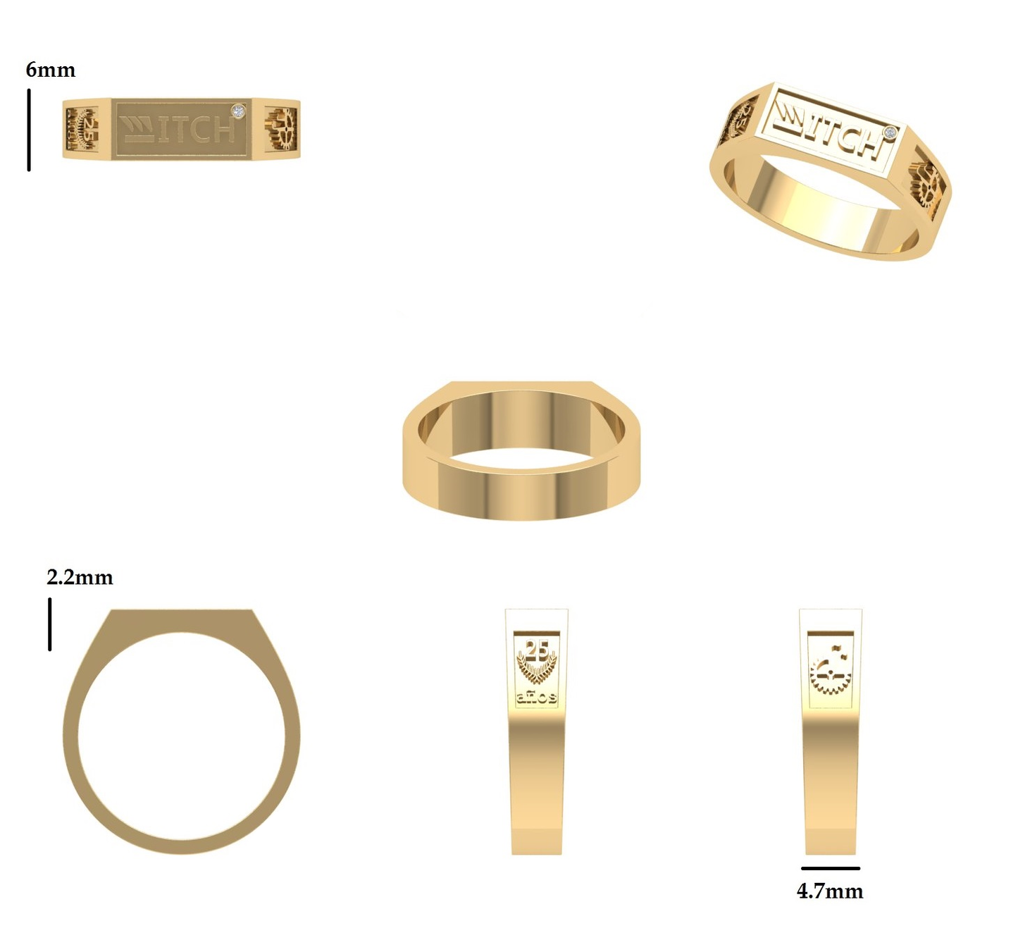 Anillo de Graduación con Iniciales Escolares