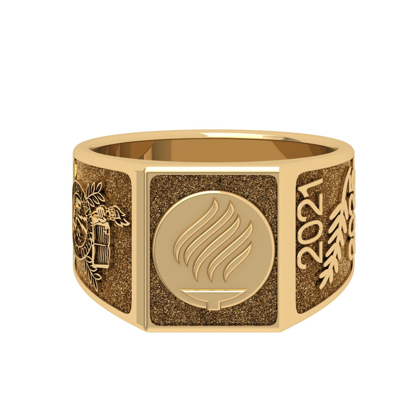 Anillo Graduación con Logo Frontal 14mm de Oro