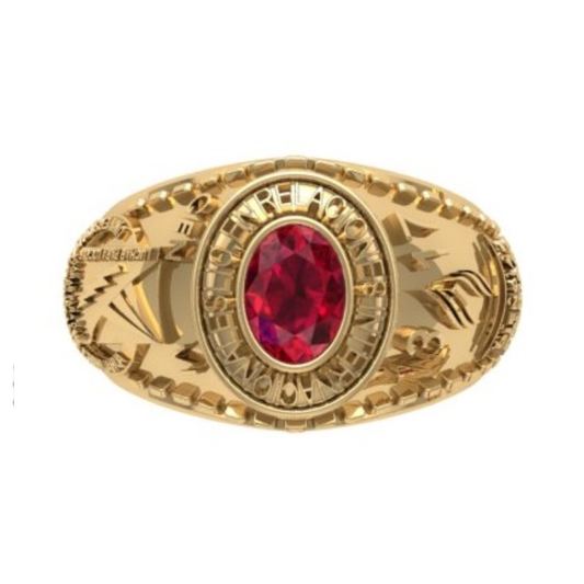 Anillo de Graduación Acompañada de una Incrustación de Zirconia Ovalada