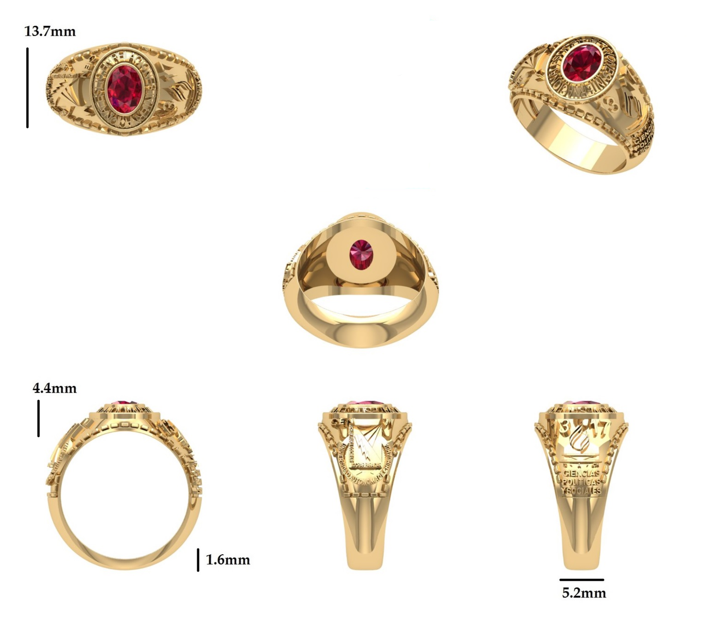 Anillo de Graduación Acompañada de una Incrustación de Zirconia Ovalada