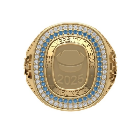 Anillo de Graduación con Logo Circular Acompañada de Incrustaciones