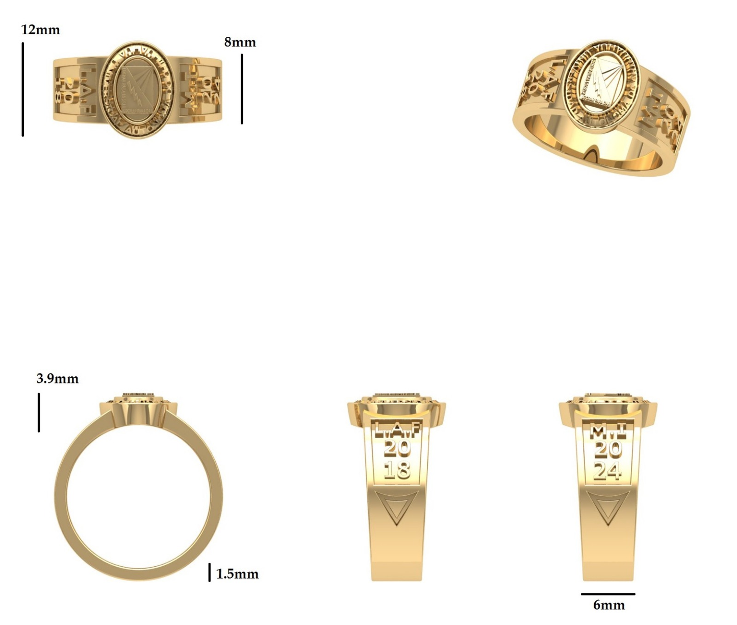 Anillo de Graduación Logo Ovalado