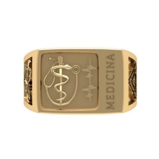 Anillo de Graduación Rectangular con Logo Grabado