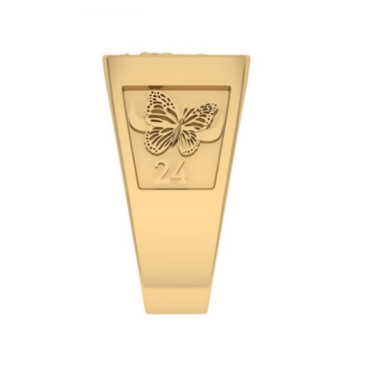 Anillo de Graduación Rectangular con Logo Grabado