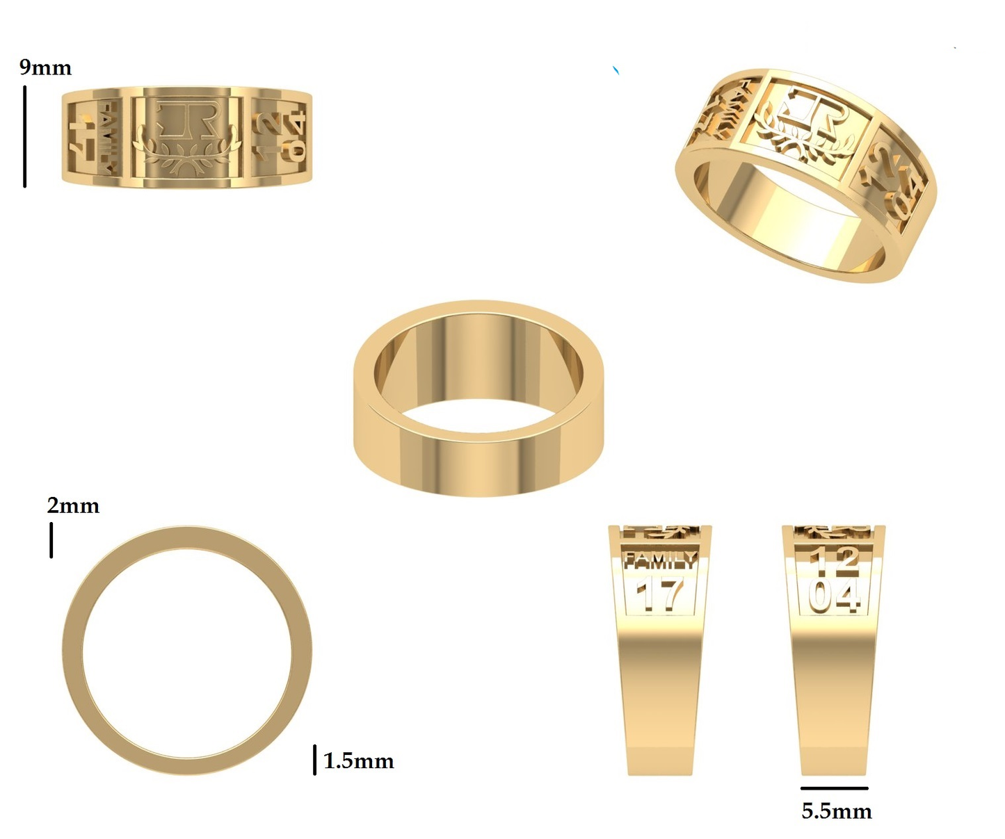 Anillo de Graduación Redondo con Logo Grabado