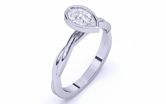 Anillo de compromiso con Diamante Pera y Brazo Entrelazado