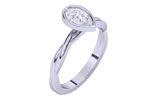 Anillo de compromiso con Diamante Pera y Brazo Entrelazado
