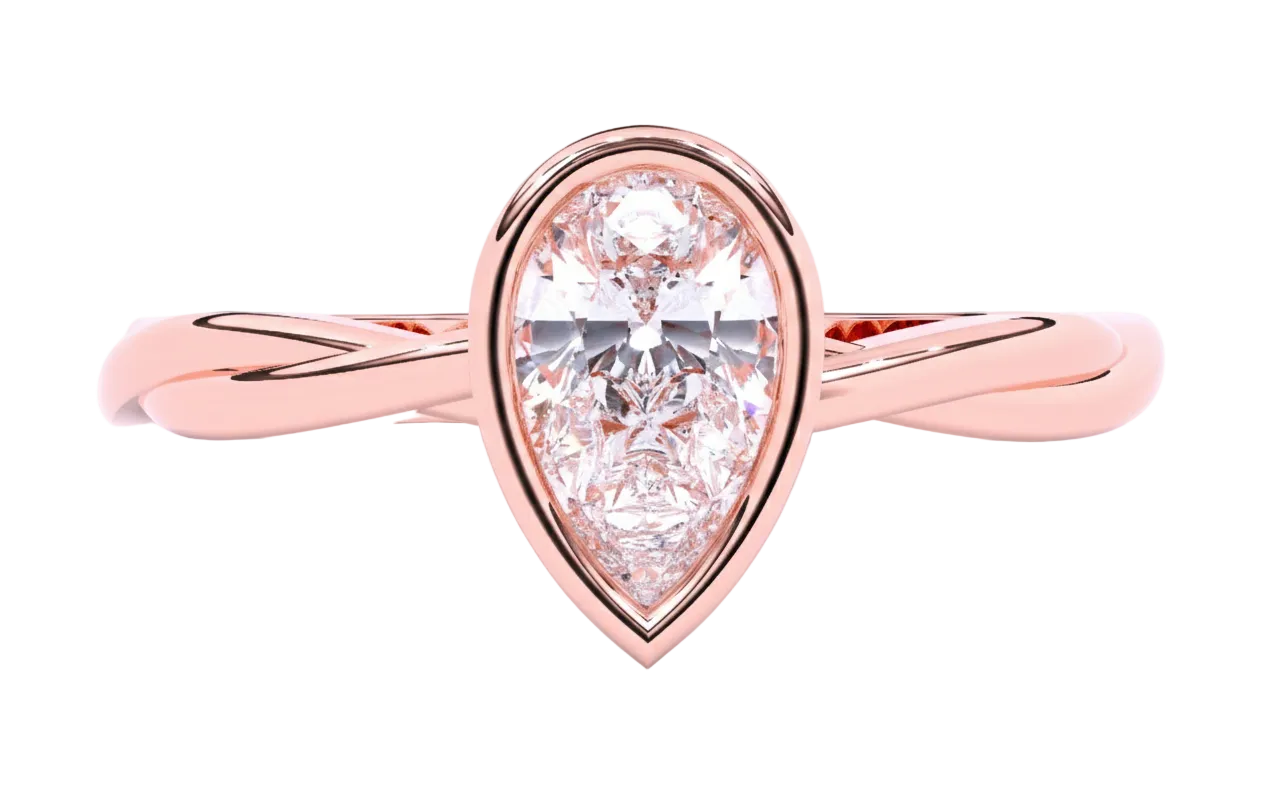 Anillo de compromiso con Diamante Pera y Brazo Entrelazado