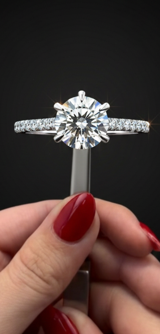 Anillo de Compromiso Oro 14K con Diamantes 2.00 CTW de Corte Redondo