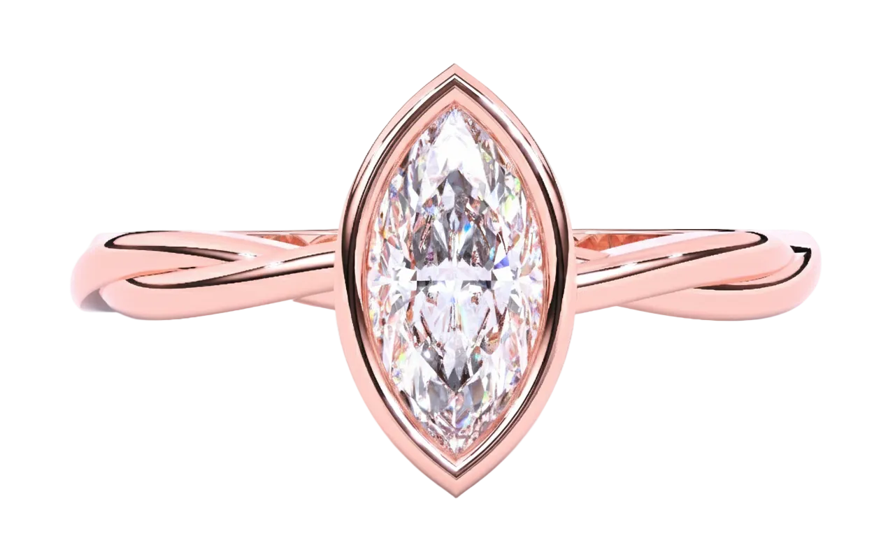 Anillo de Compromiso con Bisel y Banda Trenzada