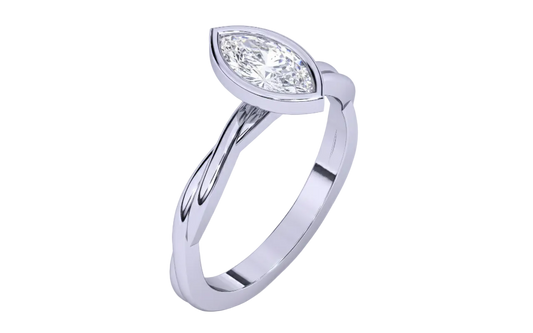 Anillo de Compromiso con Bisel y Banda Trenzada