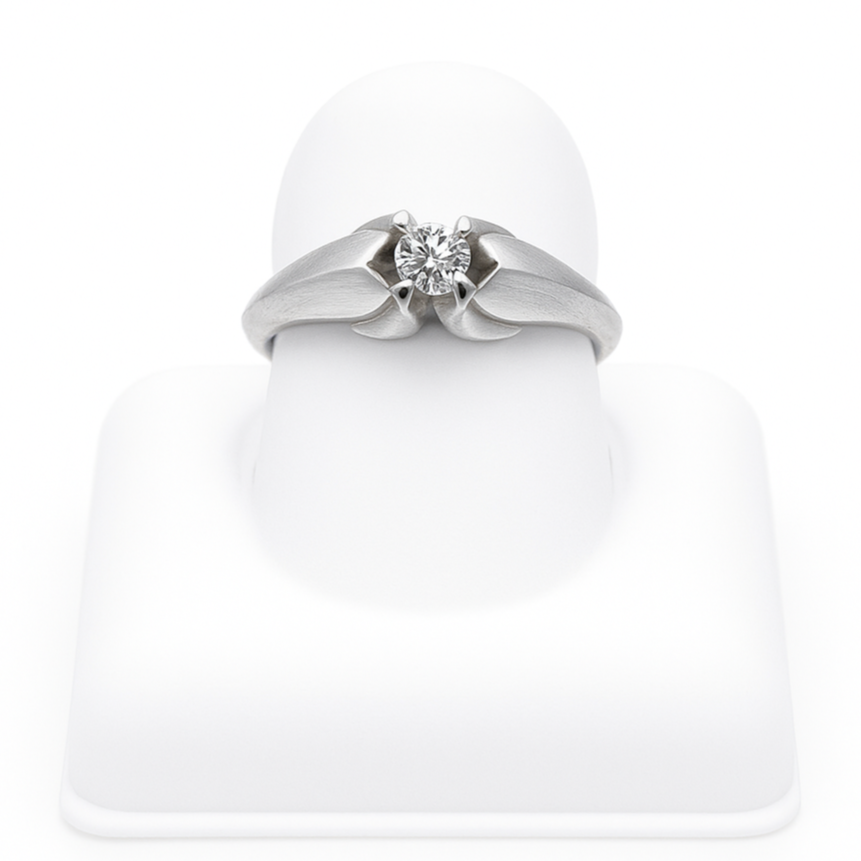 Anillo Solitario Oro Blanco 14k con Diamantes GIA