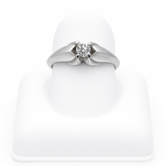 Anillo Solitario Oro Blanco 14k con Diamantes GIA